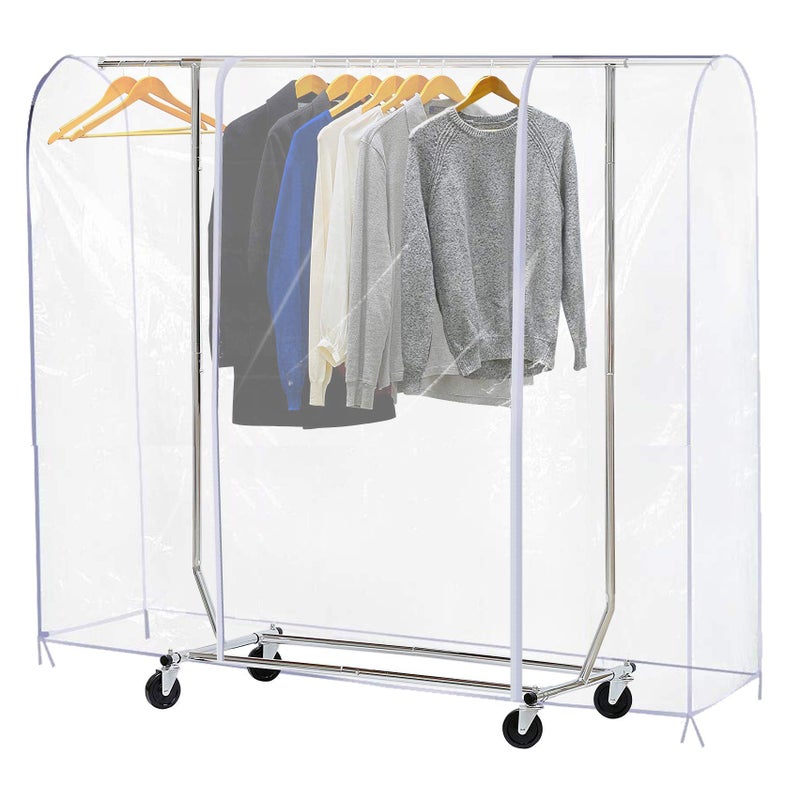 Ruibo Clear Garment Rack Cover for Clothes Rack Cover with 2 Durable Zipper/Clothing Waterproof, Dustproof Protector (M:59x20x60 inch) - Image 1